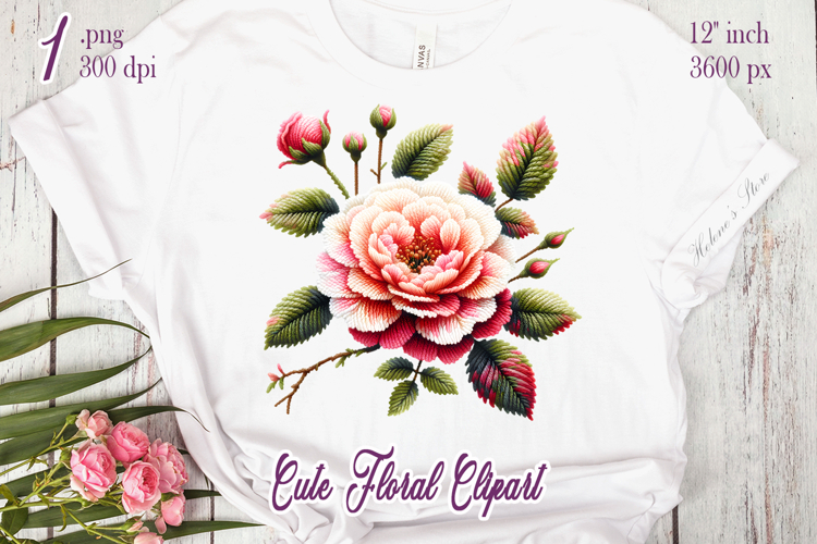 Cute yarn crochet Roses Clipart |Amazing knitted flower png