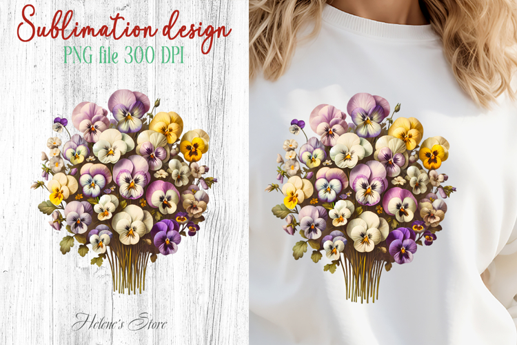 Summer flowers sublimation design png | Cute pansy clipart