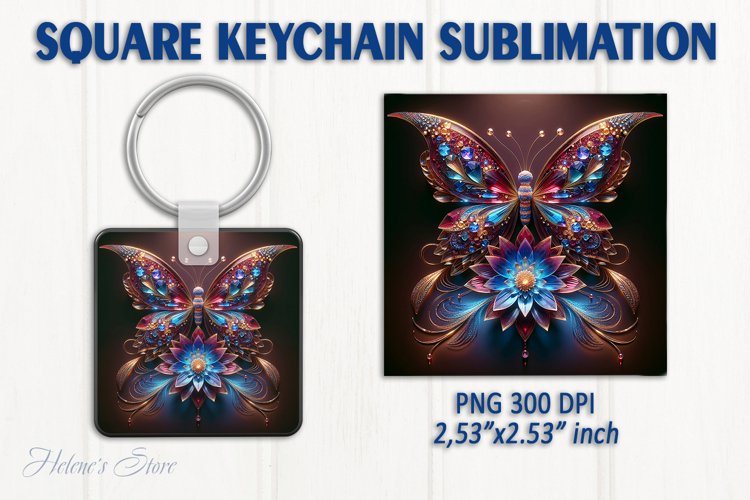 3d Crystal butterfly keychain sublimation | Square keychain