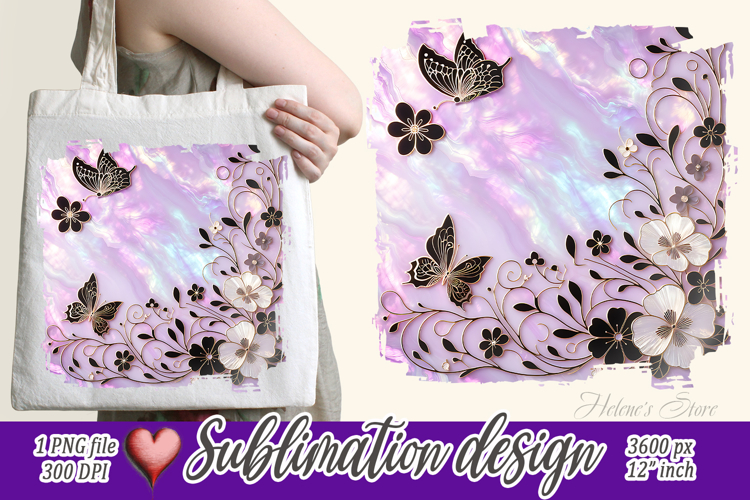Butterfly pattern illustration|Purple sublimation design png