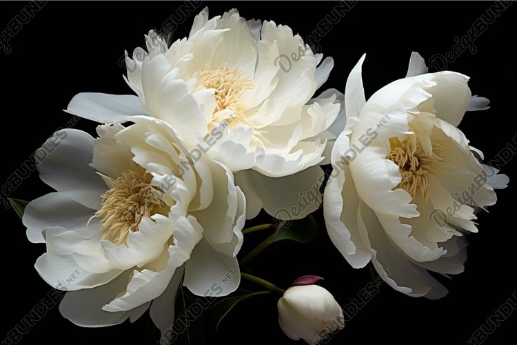 Elegant white peonies on black background (4262332)