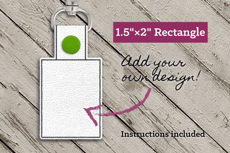 Blank Rectangle ITH Key Fob Embroidery Design