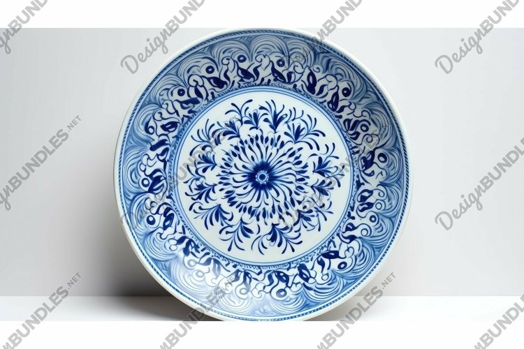 plate blue white graphic