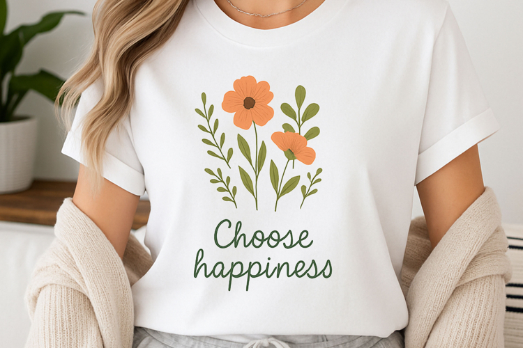 Positive quote with watercolor floral t-shirt sublimation