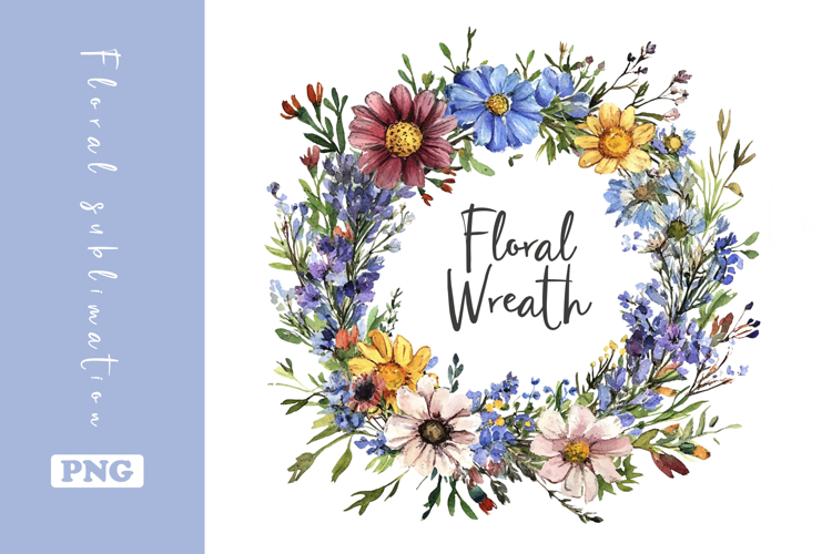 Watercolor Lovely Wildflower Wreath Clipart