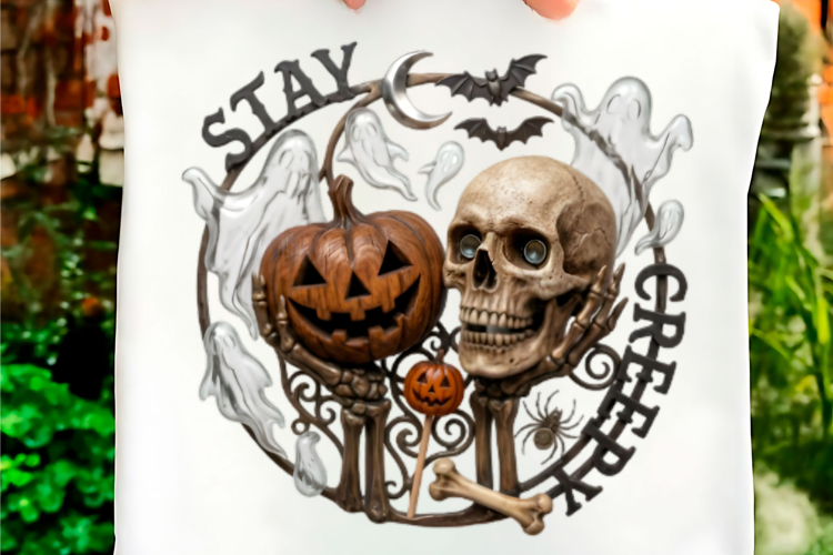 Stay Creepy Skeleton Pumpkin Png