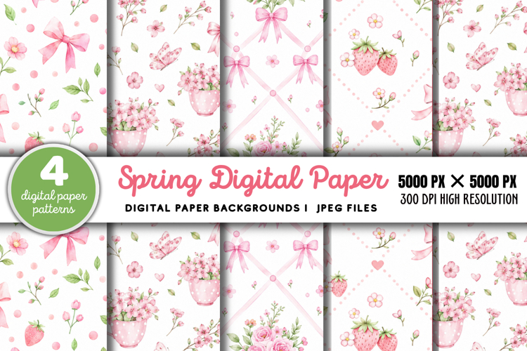 Spring Digital Paper Backgrounds JPG