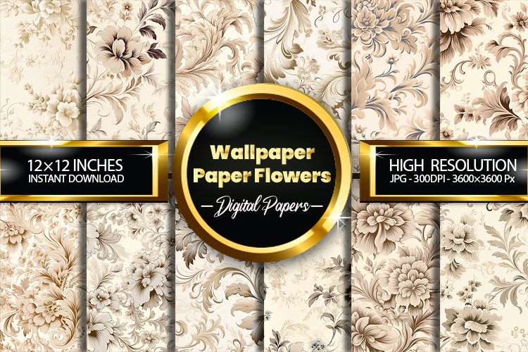 Wallpaper Paper Flower Digital Papers, Wallpaper Pattern