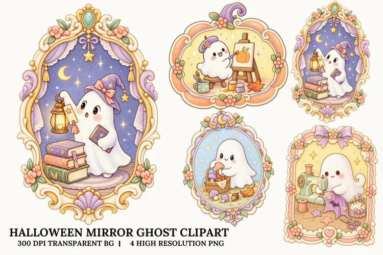 Mirror Ghost PNG Spooky Sublimation Design Fun Art