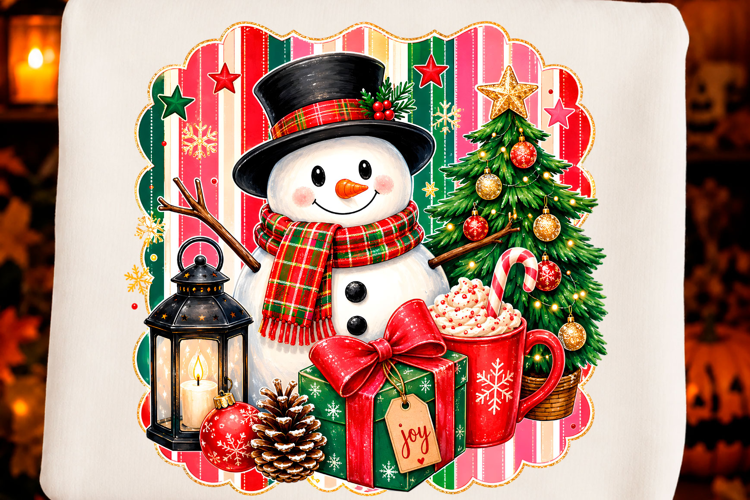 Cozy Christmas Snowman Png T-shirt
