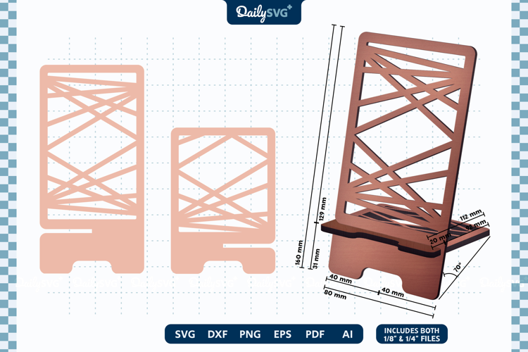 Geometric Phone Holder SVG Laser Cut Stand 3mm 6mm