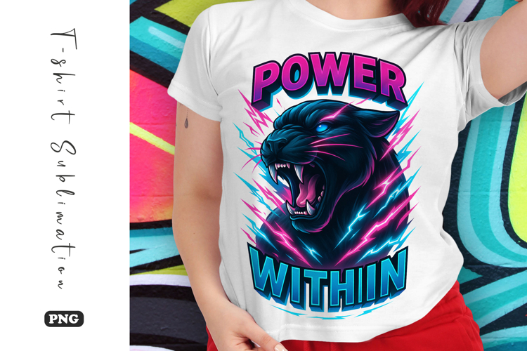 Power Within Panther Lightning T-Shirt Design