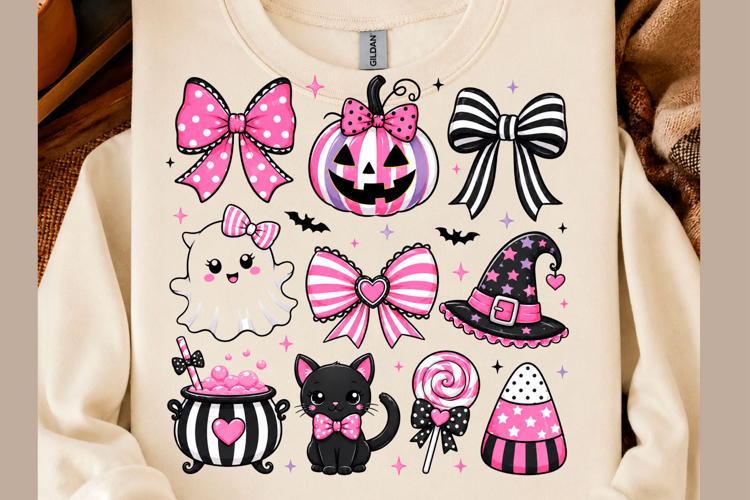 Pink Halloween Bow Clipart PNG