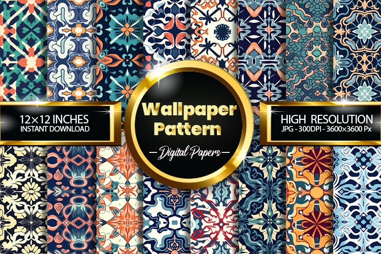 Wallpaper Pattern Digital Papers, Pattern Design example image 1