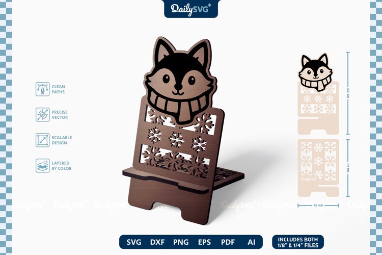 Cute Winter Animal Phone Holder SVG | Cozy Desk Stand example image 1