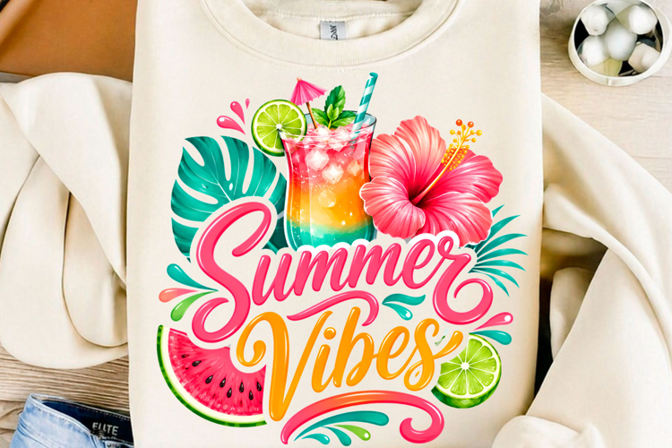 Summer Vibes Tropical Drink PNG