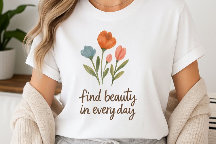 Positive quote with watercolor floral t-shirt sublimation