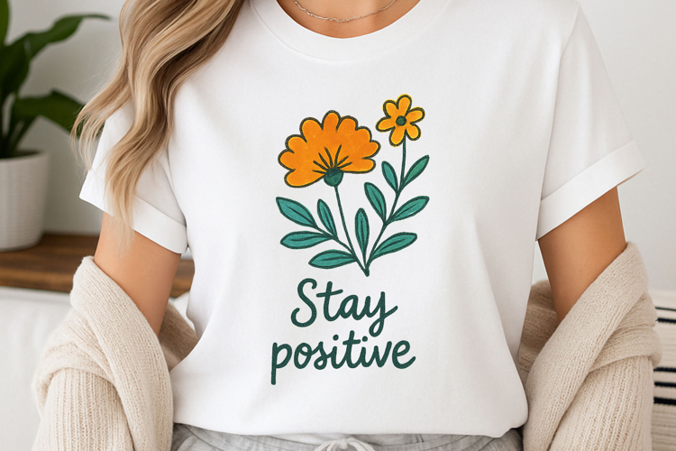 Positive quote with watercolor floral t-shirt sublimation