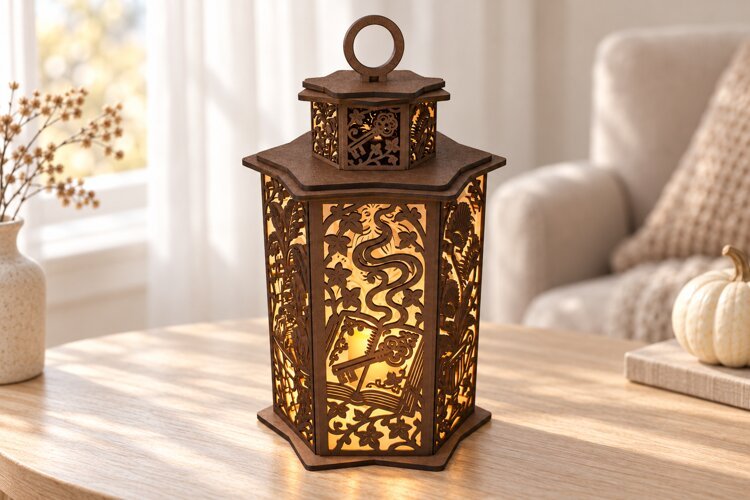 Halloween Curiosities Lantern SVG Laser Cut Files example image 1