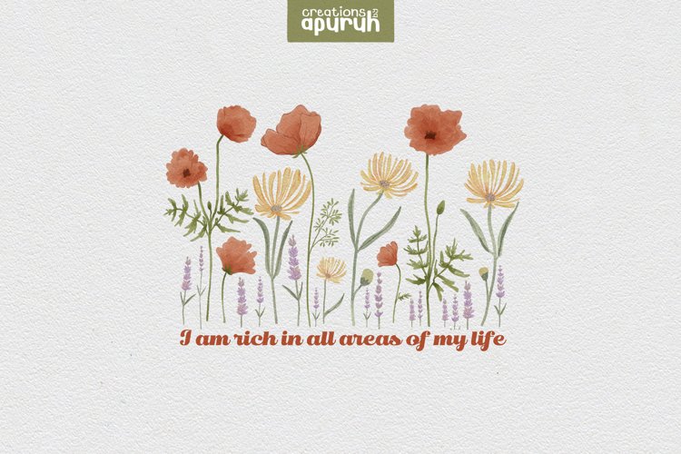 Floral "I AM" Affirmation Quotes T-Shirt Design 06 example image 1