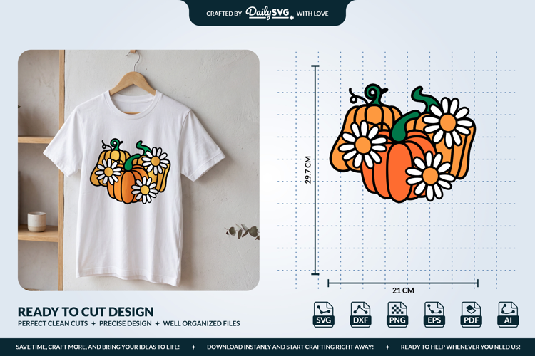 Pumpkin and Daisies SVG