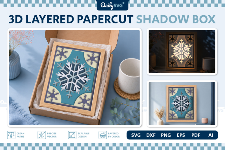 Snowflake Layered Shadow Box SVG Winter Christmas Decor