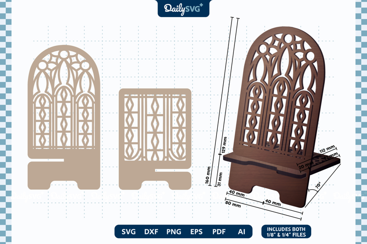 Vintage Gothic Window Phone Stand SVG Laser Cut