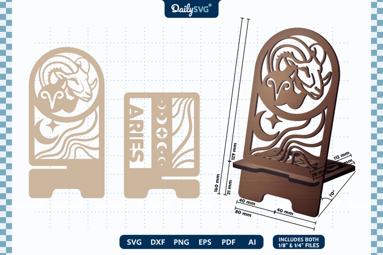 Zodiac Phone Holder SVG | Aries Laser Cut Stand
