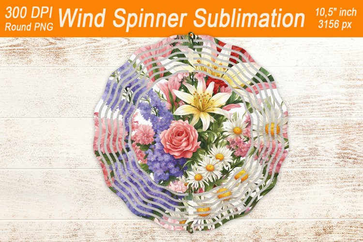 Wildflower Bouquet Wind spinner | Wind spinner sublimation example image 1