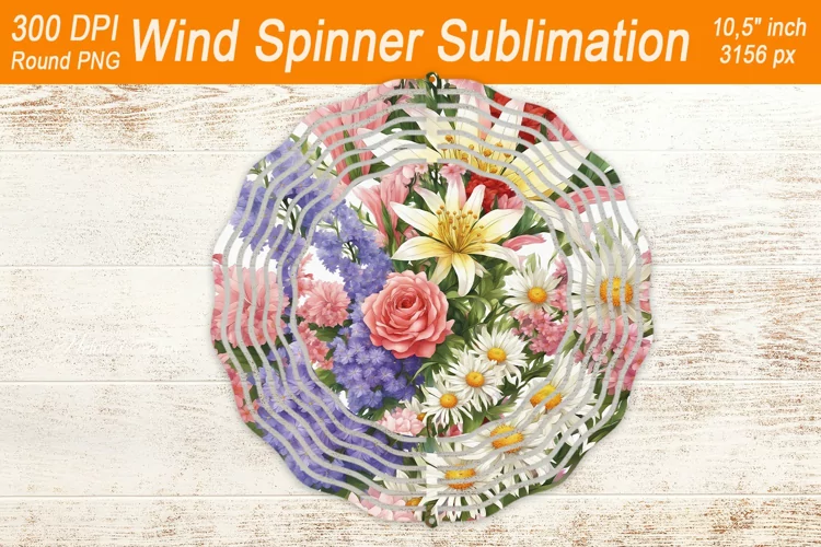 Wildflower Bouquet Wind spinner | Wind spinner sublimation