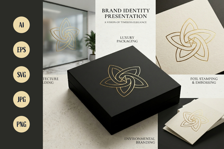Knot Gold Star Geometric Elegant Line Art