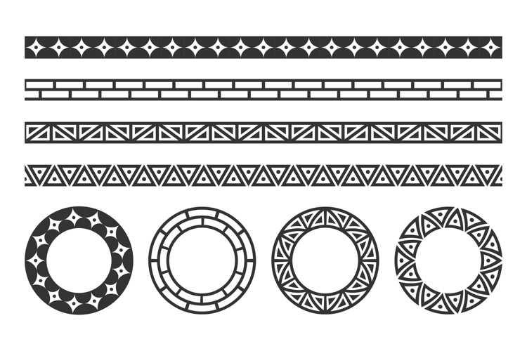 Collection of geometric silhouette border patterns