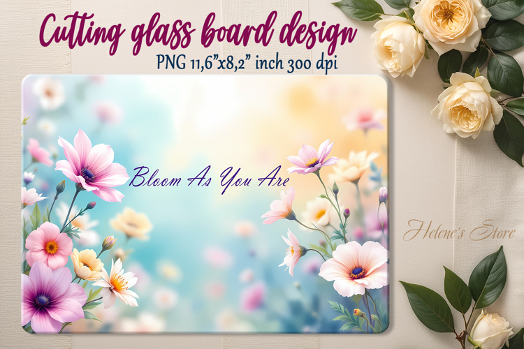 Spring flowers cutting board sublimation | Watercolor floral