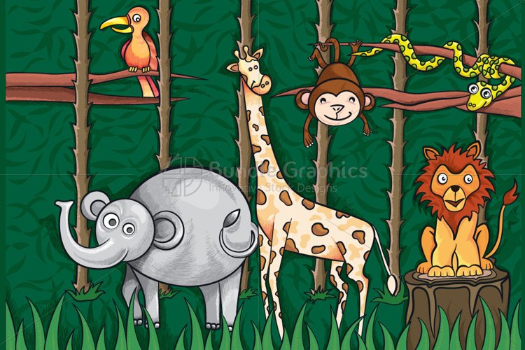 Cute Jungle Scene  example image 1