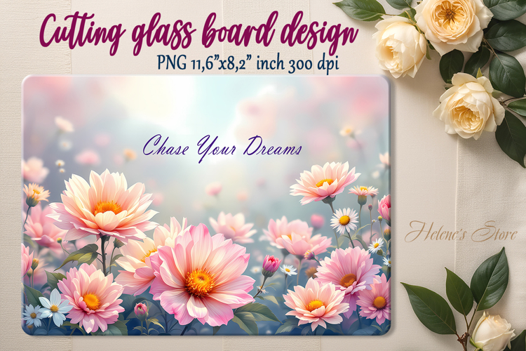 Spring flowers cutting board sublimation | Watercolor floral