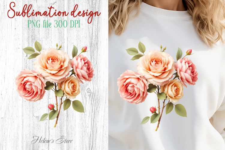 Summer flowers sublimation design png | Cute roses clipart