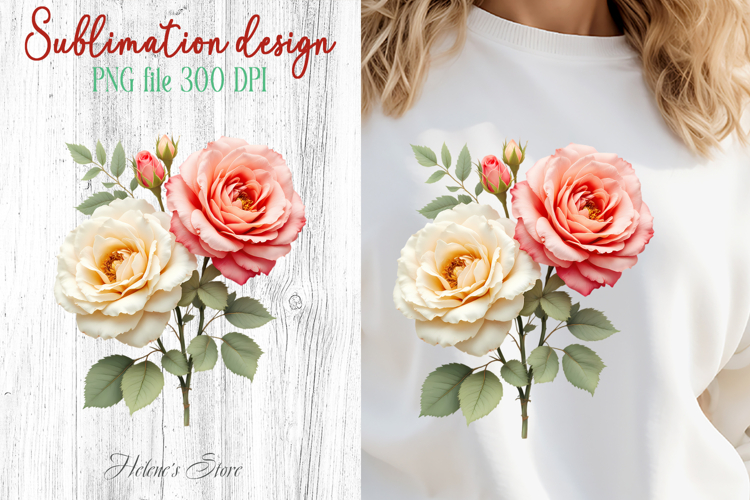 Summer flowers sublimation design png | Cute roses clipart
