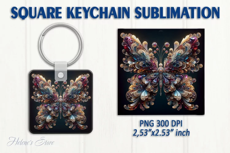 3d Crystal butterfly keychain sublimation | Square keychain