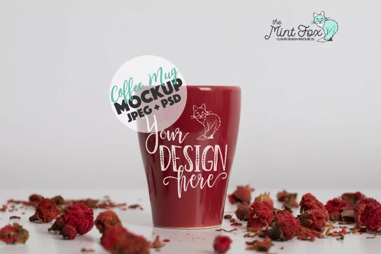 Coffee Cup Mockup | PSD & JPG Coffee Mug with Flowers