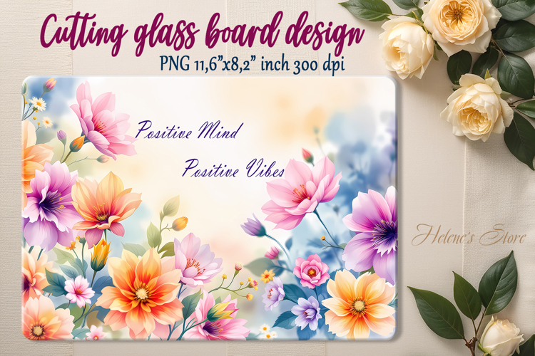 Spring flowers cutting board sublimation | Watercolor floral