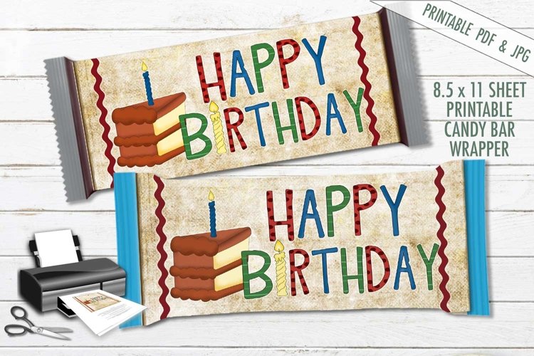 Happy Birthday Candy Bar Wrapper- Hershey Wrapper - PDF JPG example image 1