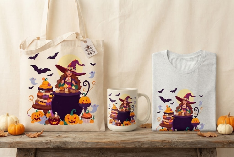 Halloween Witch Baker PNG | Cupcake Pumpkin Clipart