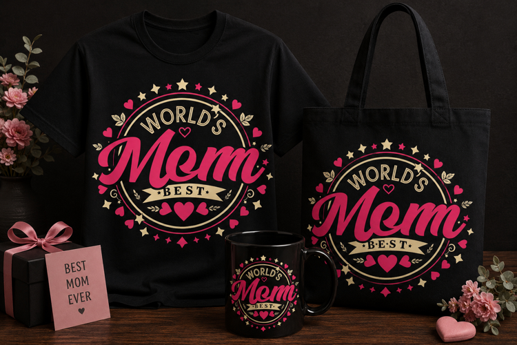 World’s Best Mom PNG | Mother’s Day Heart & Love Design