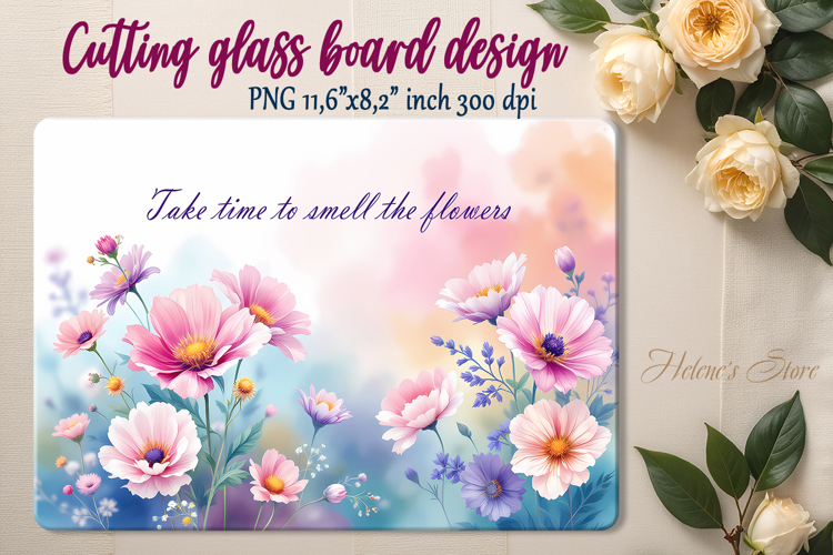Spring flowers cutting board sublimation | Watercolor floral