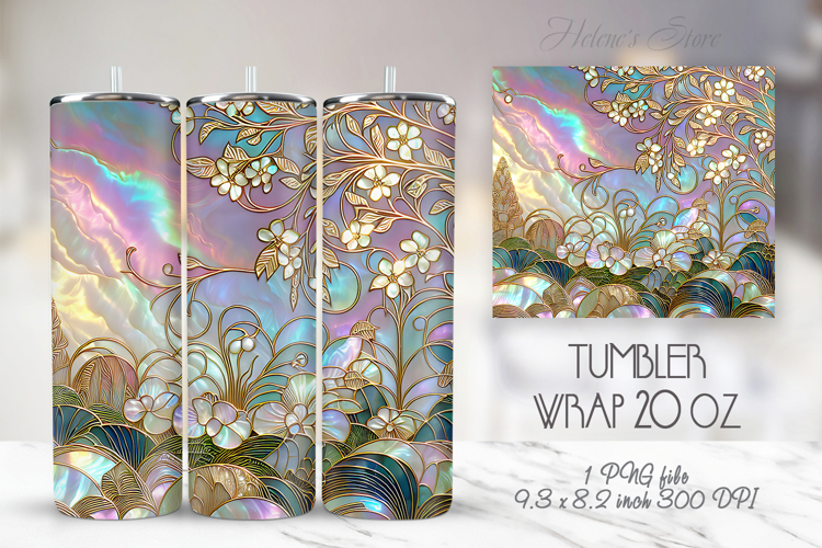 Gold rainbow garden tumbler 20oz wrap sublimation design png