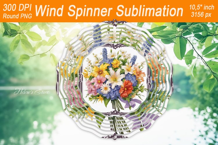 Wildflower Bouquet Wind spinner | Wind spinner sublimation example image 1