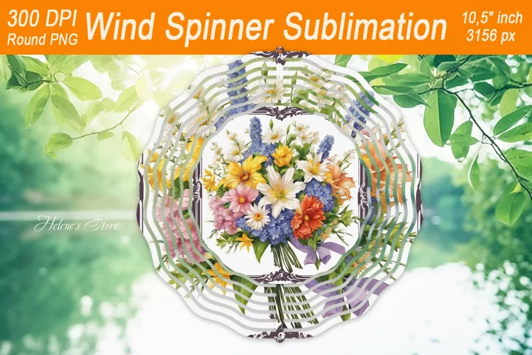 Wildflower Bouquet Wind spinner | Wind spinner sublimation