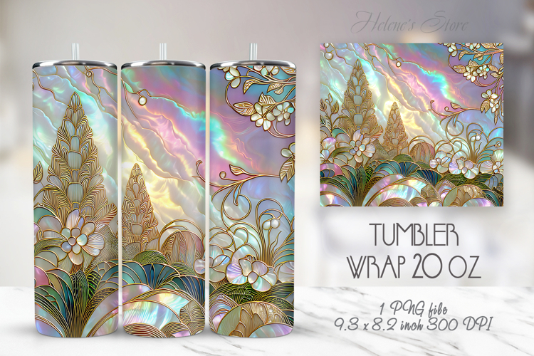 Gold rainbow garden tumbler 20oz wrap sublimation design png