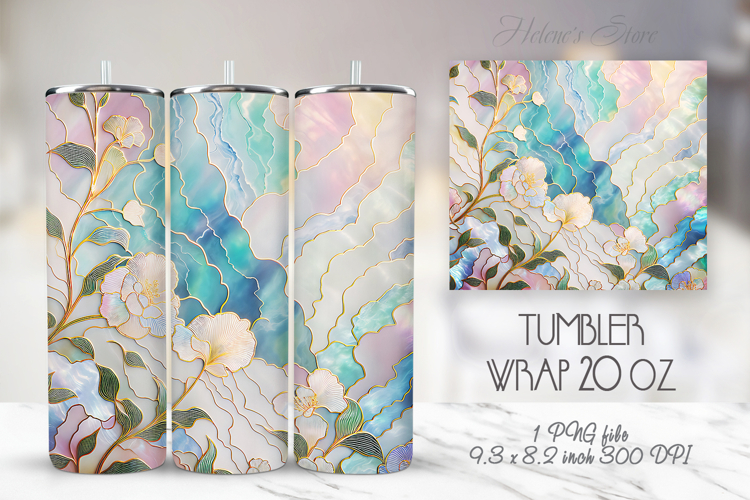 Gold rainbow garden tumbler 20oz wrap sublimation design png