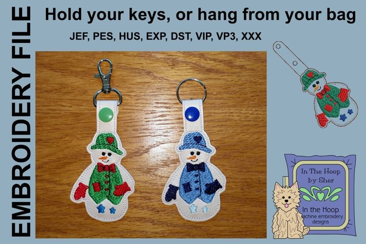 ITH Jolly Snowman Key Fob - Embroidery Design